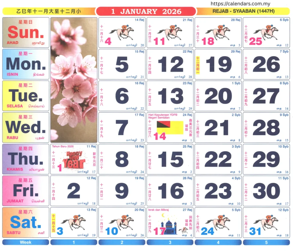 January 2026 Calendar - calendar-malaysia.com