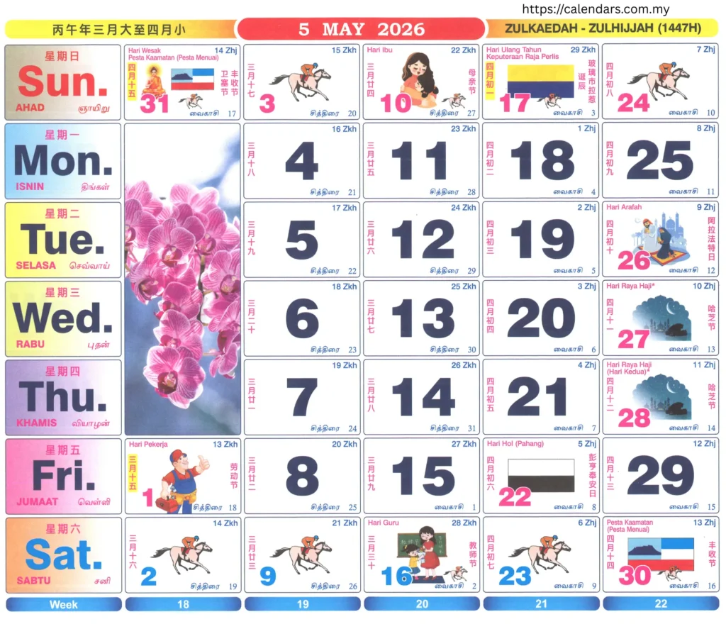 May 2026 Calendar - calendar-malaysia.com